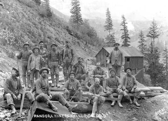 Miners outside the Pandora Mine near Telluride